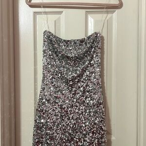 Princess Polly Glittering Silver Mini Dress
